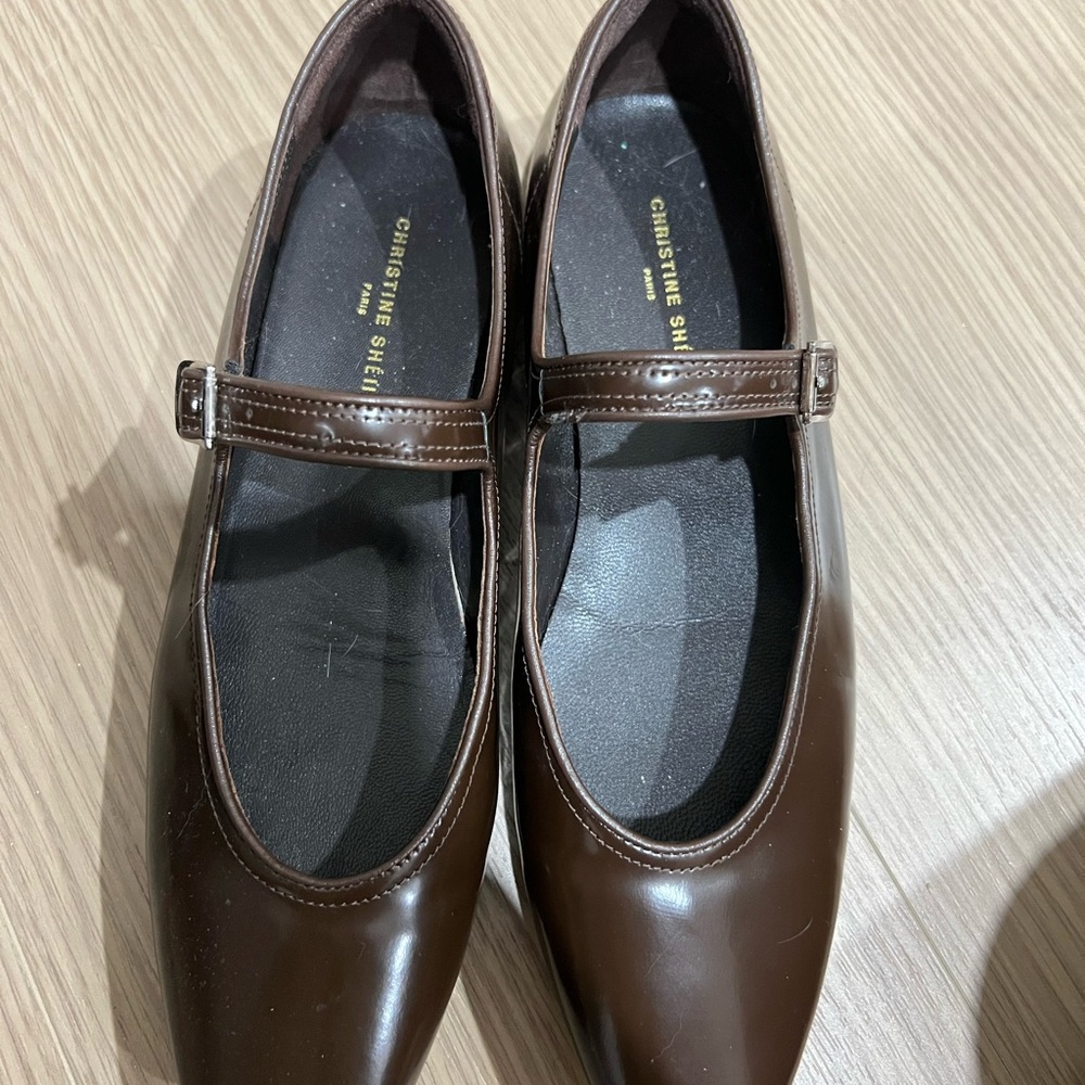 US7 Real calf leather Flat shoes Mary Jane style